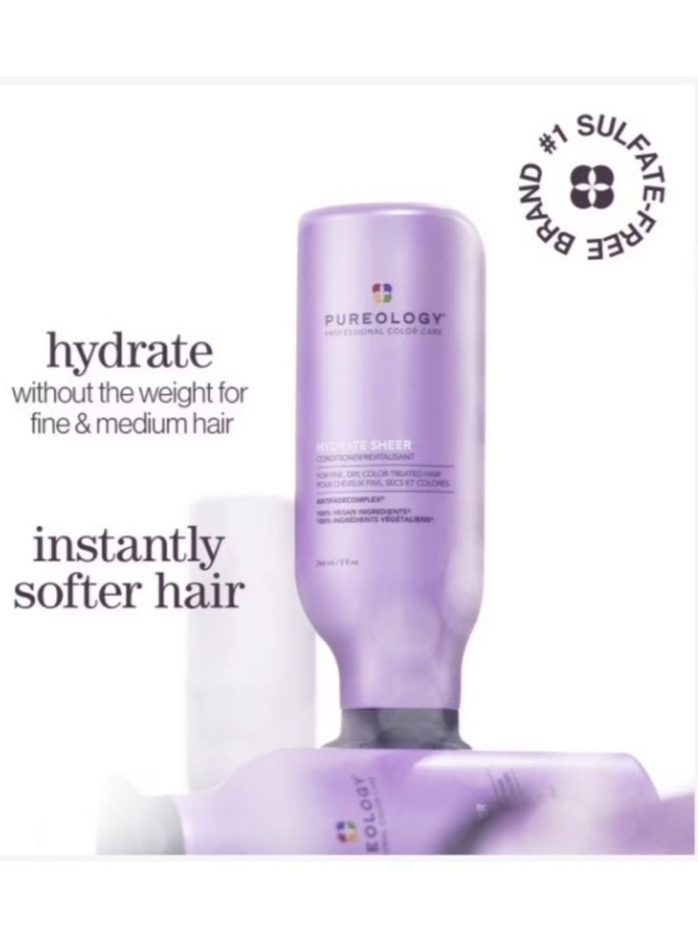Pureology Hydrate Sheer Conditioner - Lavender Purple Bottle - Picture 2 of 12